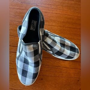 VAN SLIP ON’s Womens size 8.5 Black & White checked. EUC! Clean!